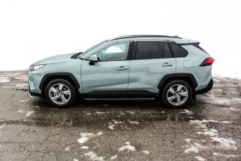 13 349 р. Пороги алюминиевые Slitkoff  Toyota RAV4  XA50 (2018-2025) 5 дв. дорестайлинг (Optima Black )  с доставкой в г. Омск. Увеличить фотографию 4