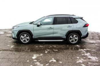 13 349 р. Пороги алюминиевые Slitkoff  Toyota RAV4  XA50 (2018-2024) 5 дв. дорестайлинг (Optima Silver)  с доставкой в г. Омск. Увеличить фотографию 2