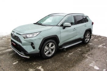 17 399 р. Пороги алюминиевые Slitkoff  Toyota RAV4  XA50 (2018-2024) 5 дв. дорестайлинг (Standart Silver)  с доставкой в г. Омск. Увеличить фотографию 2