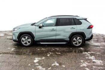 17 399 р. Пороги алюминиевые Slitkoff  Toyota RAV4  XA50 (2018-2024) 5 дв. дорестайлинг (Standart Silver)  с доставкой в г. Омск. Увеличить фотографию 3