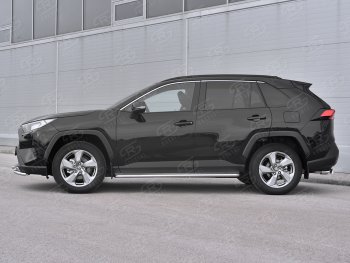 30 999 р. Пороги SLITKOFF d42 с листом  Toyota RAV4  XA50 (2018-2024) 5 дв. дорестайлинг (лист нержавейка, труба нержавейка)  с доставкой в г. Омск. Увеличить фотографию 3