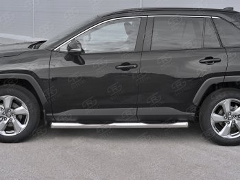 21 599 р. Защита порогов на SLITKOFF d76 с накладкой  Toyota RAV4  XA50 (2018-2024) 5 дв. дорестайлинг (защита порогов со скосами на торцах)  с доставкой в г. Омск. Увеличить фотографию 3