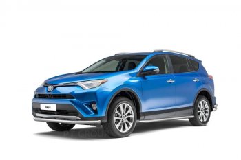 25 899 р. Порожки для ног из трубы Ø51 с алюминиевой площадкой Petroil Tuning  Toyota RAV4  XA40 (2012-2019) 5 дв. дорестайлинг, 5 дв. рестайлинг (Нержавеющая полированная сталь)  с доставкой в г. Омск. Увеличить фотографию 2