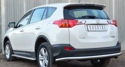 13 349 р. Одинарная защита заднего бампера из трубы диаметром 63 мм SLITKOFF Toyota RAV4 XA40 5 дв. дорестайлинг (2012-2015)  с доставкой в г. Омск. Увеличить фотографию 2