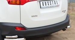 Защита заднего бампера (2 трубы Ø63 и 42 мм, уголки, нержавейка) SLITKOFF Toyota (Тойота) RAV4 (рав)  XA40 (2012-2015) XA40 5 дв. дорестайлинг