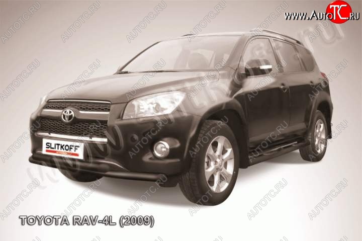 7 999 р. Защита переднего бампер Slitkoff Toyota RAV4 XA30 5 дв. удлиненный 1-ый рестайлинг (2009-2010) (Цвет: серебристый)  с доставкой в г. Омск