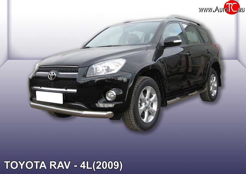 10 549 р. Одинарная защита переднего бампера диаметром 76 мм Slitkoff Toyota RAV4 XA30 5 дв. удлиненный 1-ый рестайлинг (2009-2010) (Цвет: нержавеющая полированная сталь)  с доставкой в г. Омск