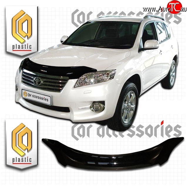 2 299 р. Дефлектор капота CA-Plastic  Toyota RAV4  XA30 (2010-2013) 5 дв. 2-ой рестайлинг, 5 дв. удлиненный 2-ой рестайлинг (Classic черный, Без надписи)  с доставкой в г. Омск