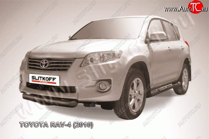 6 699 р. Защита переднего бампер Slitkoff  Toyota RAV4  XA30 (2010-2013) 5 дв. 2-ой рестайлинг, 5 дв. удлиненный 2-ой рестайлинг (Цвет: серебристый)  с доставкой в г. Омск