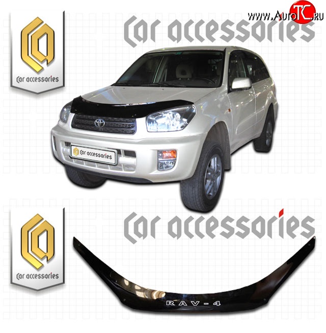 2 299 р. Дефлектор капота CA-Plastic  Toyota RAV4  CA20 (2000-2005) 5 дв. дорестайлинг, 5 дв. рестайлинг (Classic черный, Без надписи)  с доставкой в г. Омск