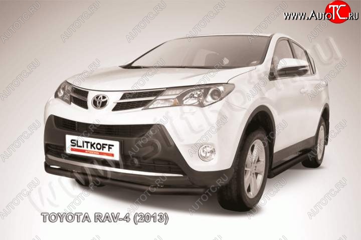 6 599 р. Защита переднего бампер Slitkoff  Toyota RAV4  XA40 (2012-2015) 5 дв. дорестайлинг (Цвет: серебристый)  с доставкой в г. Омск