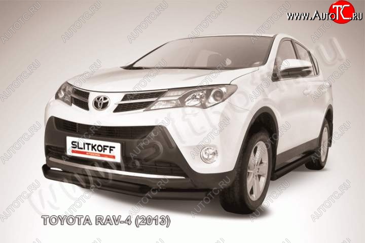 8 999 р. Защита переднего бампер Slitkoff  Toyota RAV4  XA40 (2012-2015) 5 дв. дорестайлинг (Цвет: серебристый)  с доставкой в г. Омск