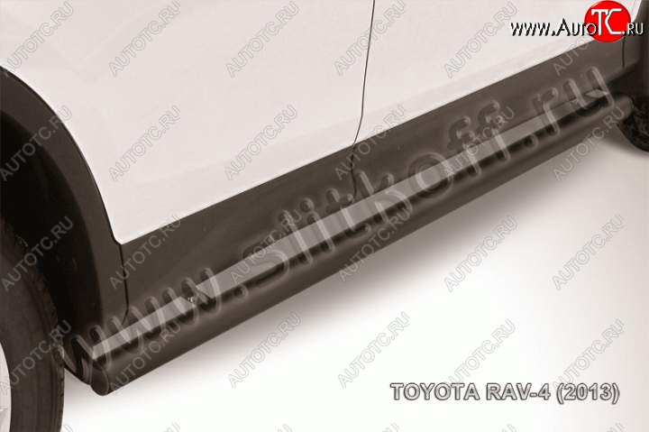 8 499 р. Защита порогов Slitkoff Toyota RAV4 XA40 5 дв. дорестайлинг (2012-2015) (Цвет: серебристый)  с доставкой в г. Омск