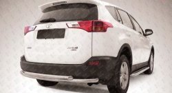 9 599 р. Двойная защита заднего бампера из труб диаметрами по 57 мм Slitkoff Toyota RAV4 XA40 5 дв. дорестайлинг (2012-2015) (Цвет: нержавеющая полированная сталь)  с доставкой в г. Омск. Увеличить фотографию 1