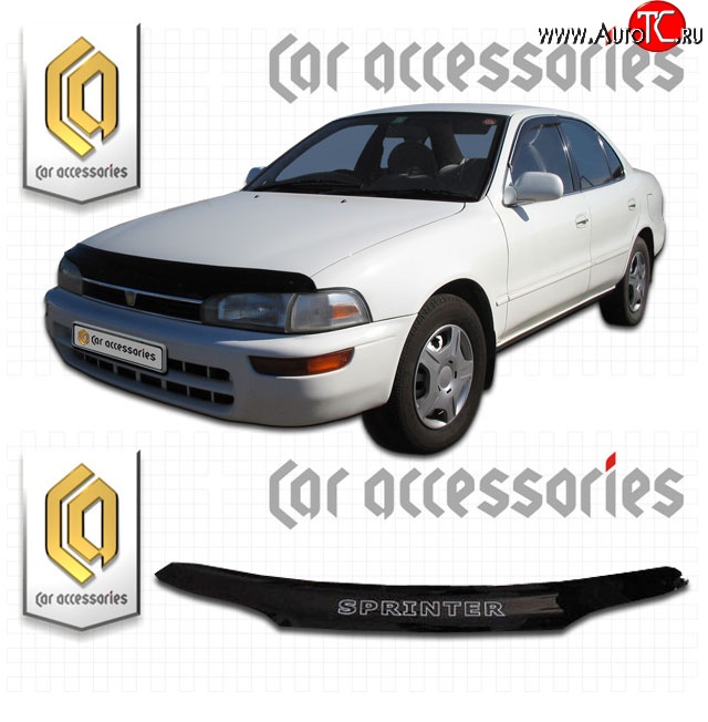 1 999 р. Дефлектор капота CA-Plastic  Toyota Sprinter  E100 (1991-1995) дорестайлинг седан, рестайлинг седан (Classic черный, Без надписи)  с доставкой в г. Омск