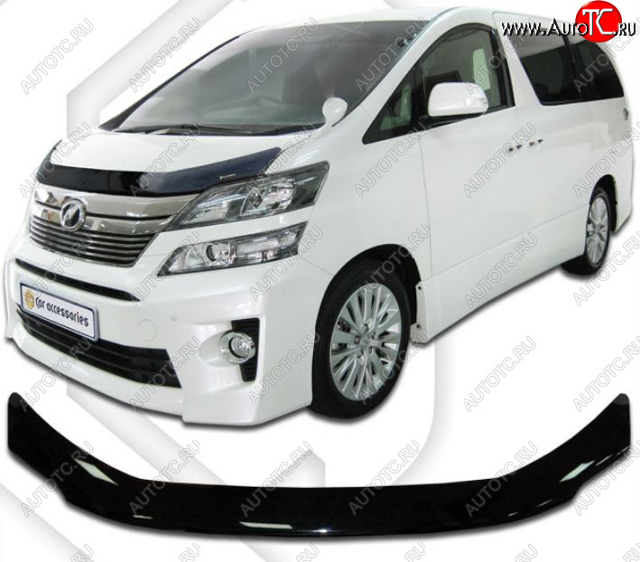 2 069 р. Дефлектор капота CA-Plastiс  Toyota Vellfire (2008-2015) (Classic черный, Без надписи)  с доставкой в г. Омск