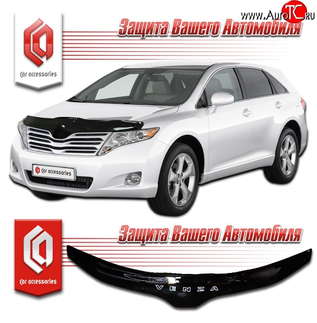 2 299 р. Дефлектор капота CA-Plastic  Toyota Venza  GV10 (2012-2016) рестайлинг (Classic черный, Без надписи)  с доставкой в г. Омск