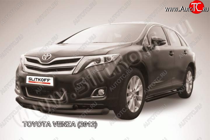 10 699 р. Защита переднего бампер Slitkoff  Toyota Venza  GV10 (2012-2016) рестайлинг (Цвет: серебристый)  с доставкой в г. Омск