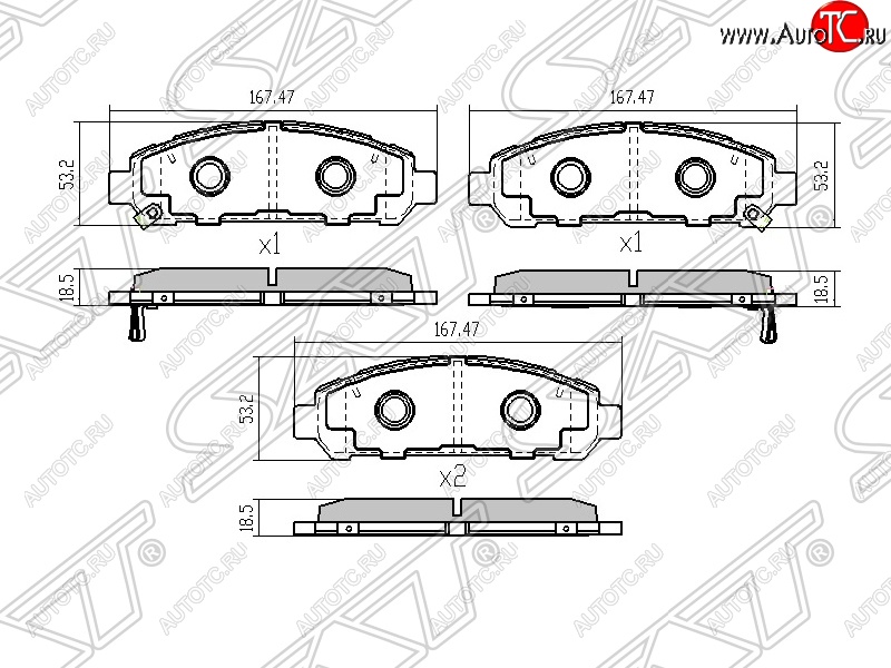 1 469 р. Колодки тормозные SAT (передние) Toyota Venza GV10 дорестайлинг (2008-2012)  с доставкой в г. Омск