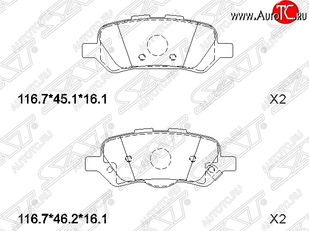 1 099 р. Колодки тормозные SAT (задние) Toyota Venza GV10 дорестайлинг (2008-2012)  с доставкой в г. Омск