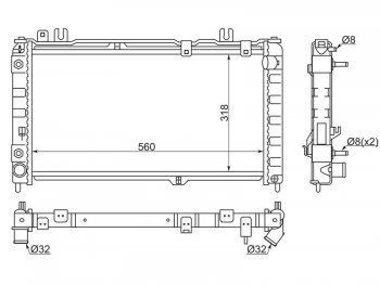 Радиатор двигателя (трубчатый, МКПП/АКПП) SAT Лада Калина 1118 седан (2004-2013)