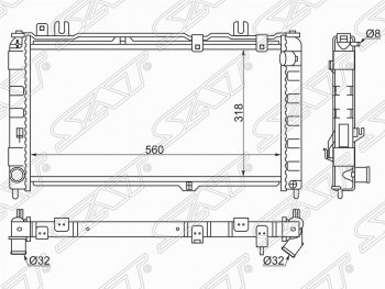 Радиатор двигателя (трубчатый) SAT Лада Калина 1118 седан (2004-2013)