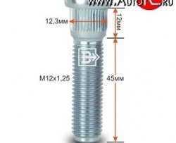 Забивная шпилька 45.0 мм ступицы Вектор M12 1.25 45.0 Лада Ока 1111 (1988-2008) 