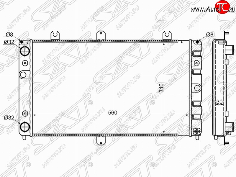 3 179 р. Радиатор двигателя (трубчатый, МКПП) SAT Лада Приора 21728 купе дорестайлинг (2010-2013)  с доставкой в г. Омск