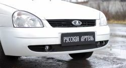 669 р. Зимняя заглушка решетки переднего бампера РА  Лада Приора  2172 (2008-2014) хэтчбек дорестайлинг  с доставкой в г. Омск. Увеличить фотографию 1