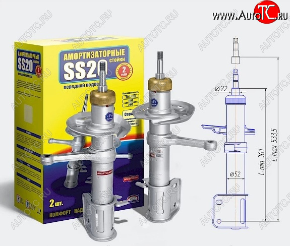 11 399 р. Амортизаторы передние SS20  Лада Приора ( 2172,  21728,  2170,  2171) (2008-2018) хэтчбек дорестайлинг, купе дорестайлинг, купе рестайлинг, седан рестайлинг, универсал рестайлинг, хэтчбек рестайлин (Шоссе - жесткая подвеска для езды на большой скорости)  с доставкой в г. Омск