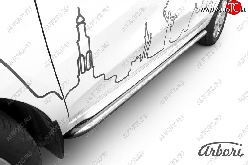 13 399 р. Защита штатных порогов Arbori (с гибами, нержавейка, d42 mm).  Лада XRAY (2016-2022)  с доставкой в г. Омск