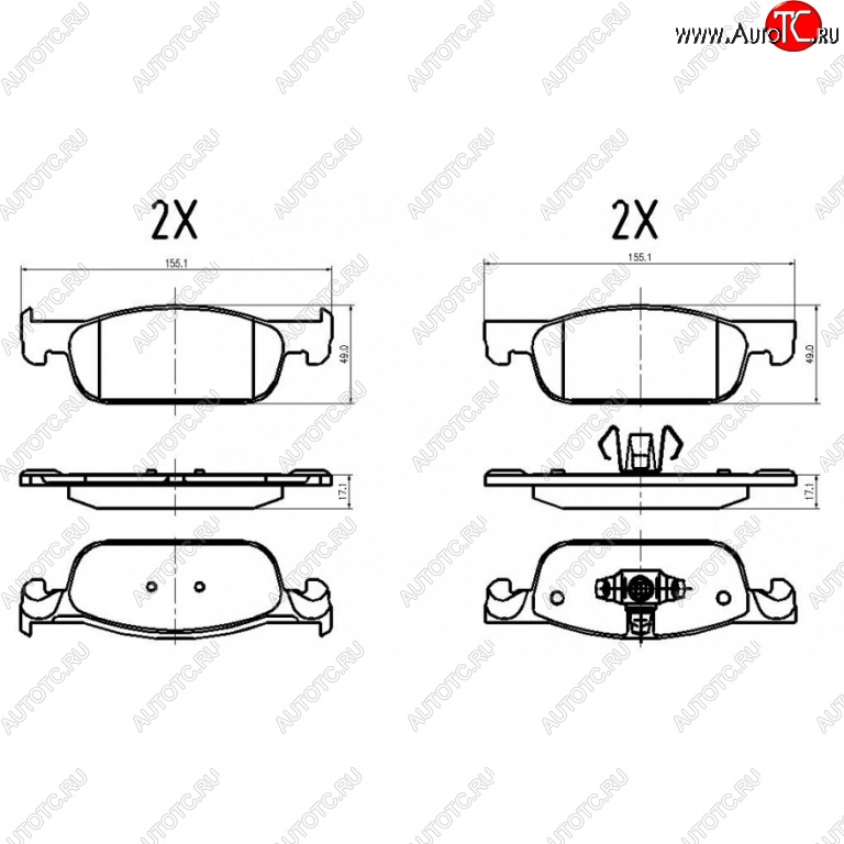 1 679 р. Передние тормозные колодки Trialli  Renault Clio (KR,  CR,  BR,  BH98), Logan (1,  2), Logan Stepway, Sandero ((B8)), Sandero Stepway ((B8)), Лада XRAY  с доставкой в г. Омск