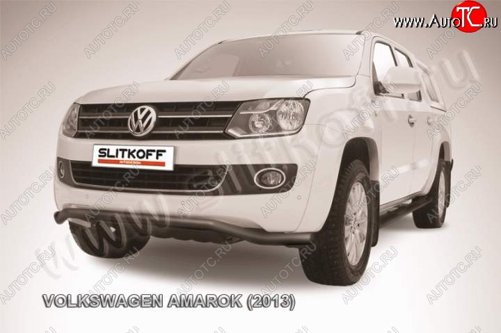 9 499 р. Защита переднего бампер Slitkoff  Volkswagen Amarok (2009-2016) дорестайлинг (Цвет: серебристый)  с доставкой в г. Омск