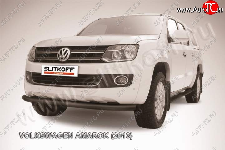 10 399 р. Защита переднего бампер Slitkoff  Volkswagen Amarok (2009-2016) дорестайлинг (Цвет: серебристый)  с доставкой в г. Омск