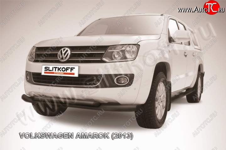 19 399 р. Защита переднего бампер Slitkoff  Volkswagen Amarok (2009-2016) дорестайлинг (Цвет: серебристый)  с доставкой в г. Омск