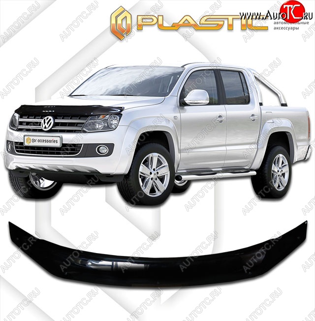 2 159 р. Дефлектор капота CA-Plastik  Volkswagen Amarok (2016-2022) рестайлинг (Classic черный, Без надписи)  с доставкой в г. Омск