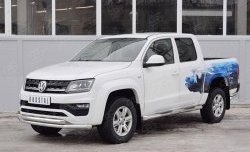 16 099 р. Защита переднего бампера (2 трубыØ63 мм, нержавейка) SLITKOFF  Volkswagen Amarok (2016-2022) рестайлинг  с доставкой в г. Омск. Увеличить фотографию 2