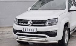 16 099 р. Защита переднего бампера (2 трубыØ63 мм, нержавейка) SLITKOFF  Volkswagen Amarok (2016-2022) рестайлинг  с доставкой в г. Омск. Увеличить фотографию 3