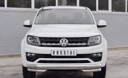 Защита переднего бампера (Ø63 мм с углами, нержавейка) Russtal Volkswagen Amarok рестайлинг (2016-2022)