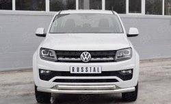 Защита переднего бампера (2 трубыØ76 и 63 мм, нержавейка) Russtal Volkswagen Amarok рестайлинг (2016-2022)