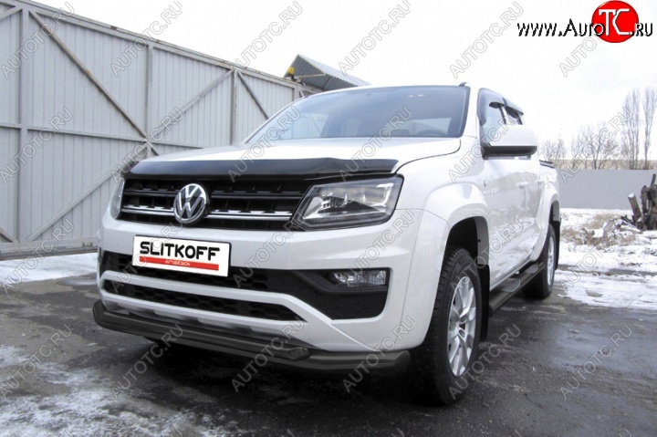 19 399 р. Защита переднего бампер Slitkoff  Volkswagen Amarok (2016-2022) рестайлинг (Цвет: серебристый)  с доставкой в г. Омск