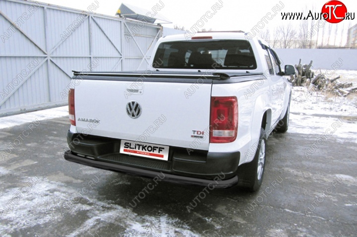 12 299 р. Защита задняя Slitkoff  Volkswagen Amarok (2016-2022) рестайлинг (Цвет: серебристый)  с доставкой в г. Омск