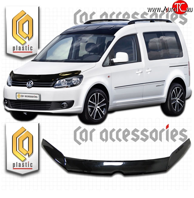 2 199 р. Дефлектор капота (левый руль) CA-Plastic  Volkswagen Caddy  2K (2010-2015) рестайлинг (Classic черный, Без надписи)  с доставкой в г. Омск