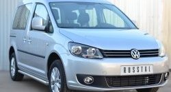 14 849 р. Защита порогов из круглой трубы диаметром 63 мм (рестайлинг) Russtal Volkswagen Caddy 2K дорестайлинг (2003-2010) (Защита порогов с со скосами на торцах (вариант 1))  с доставкой в г. Омск. Увеличить фотографию 4