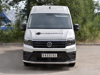 17 999 р. Защита переднего бампера (Ø63 мм, нержавейка) Russtal Volkswagen Crafter 2 (2017-2024)  с доставкой в г. Омск. Увеличить фотографию 1