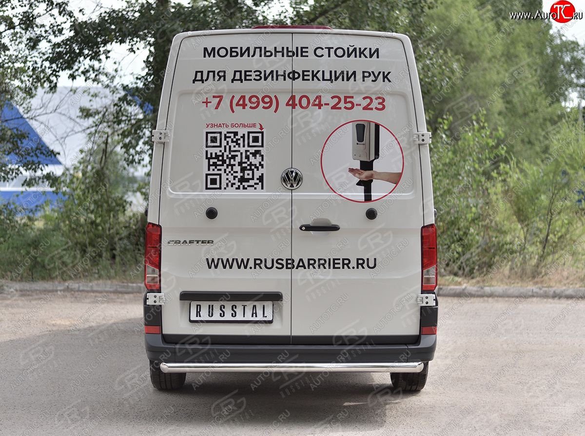 14 749 р. Защита заднего бампера (Ø63 мм, нержавейка) Russtal Volkswagen Crafter 2 (2017-2024)  с доставкой в г. Омск