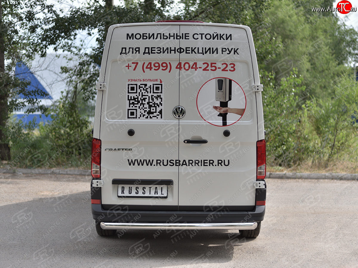 15 999 р. Защита заднего бампера (Ø76 мм, нержавейка) Russtal Volkswagen Crafter 2 (2017-2024)  с доставкой в г. Омск