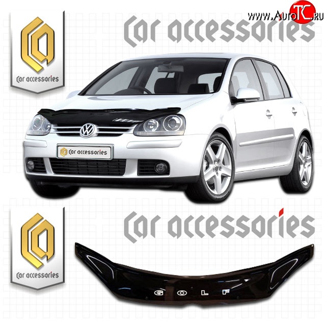 2 199 р. Дефлектор капота CA-Plastic  Volkswagen Golf  5 (2003-2009) универсал, хэтчбэк (Classic черный, Без надписи)  с доставкой в г. Омск