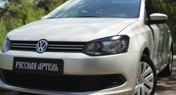 1 629 р. Реснички на фары RA Volkswagen Polo 5 хэтчбек дорестайлинг (2009-2015) (Неокрашенные)  с доставкой в г. Омск. Увеличить фотографию 2