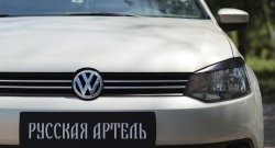 1 629 р. Реснички на фары RA Volkswagen Polo 5 хэтчбек дорестайлинг (2009-2015) (Неокрашенные)  с доставкой в г. Омск. Увеличить фотографию 3